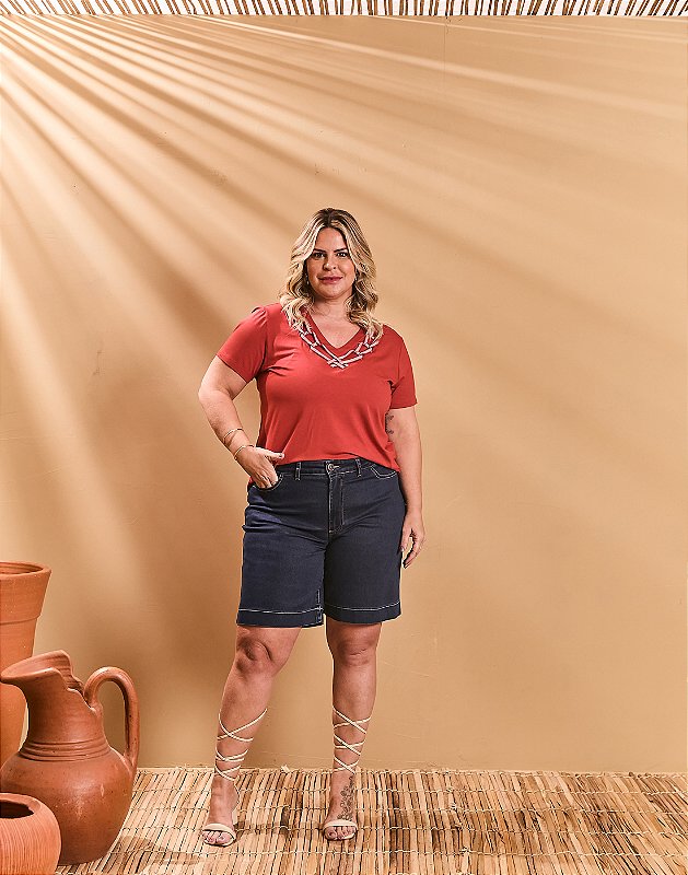 BERMUDA JEANS MIX PESPONTOS