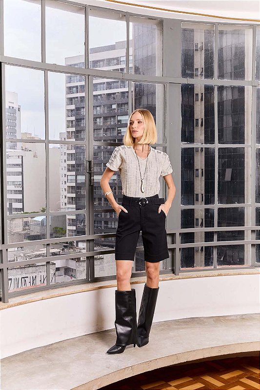 BERMUDA BLACK JEANS C/CINTO