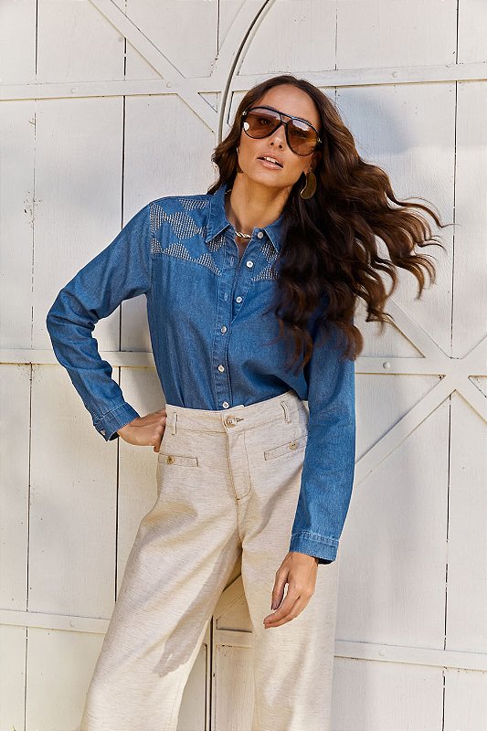 CAMISA JEANS PESPONTOS